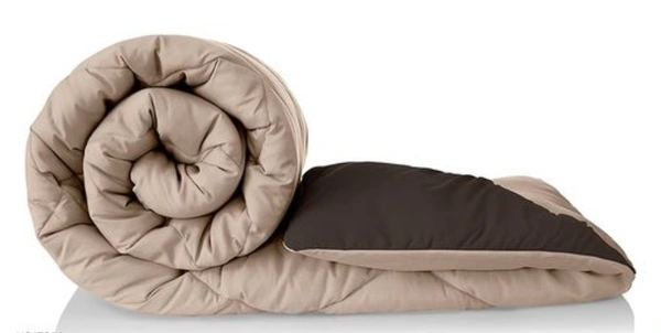  Relaxfeel 250 GSM Premium Luxury 5 Star Microfibre Reversible Soft Plain Quilted 90x100 Inch Double Bed Comforter / Quilt / Duvet / Razai / Rajai ( Brown & Beige ) - Free Size, Brown/ Beign,  Microfiber,  Rajai, Pack of1